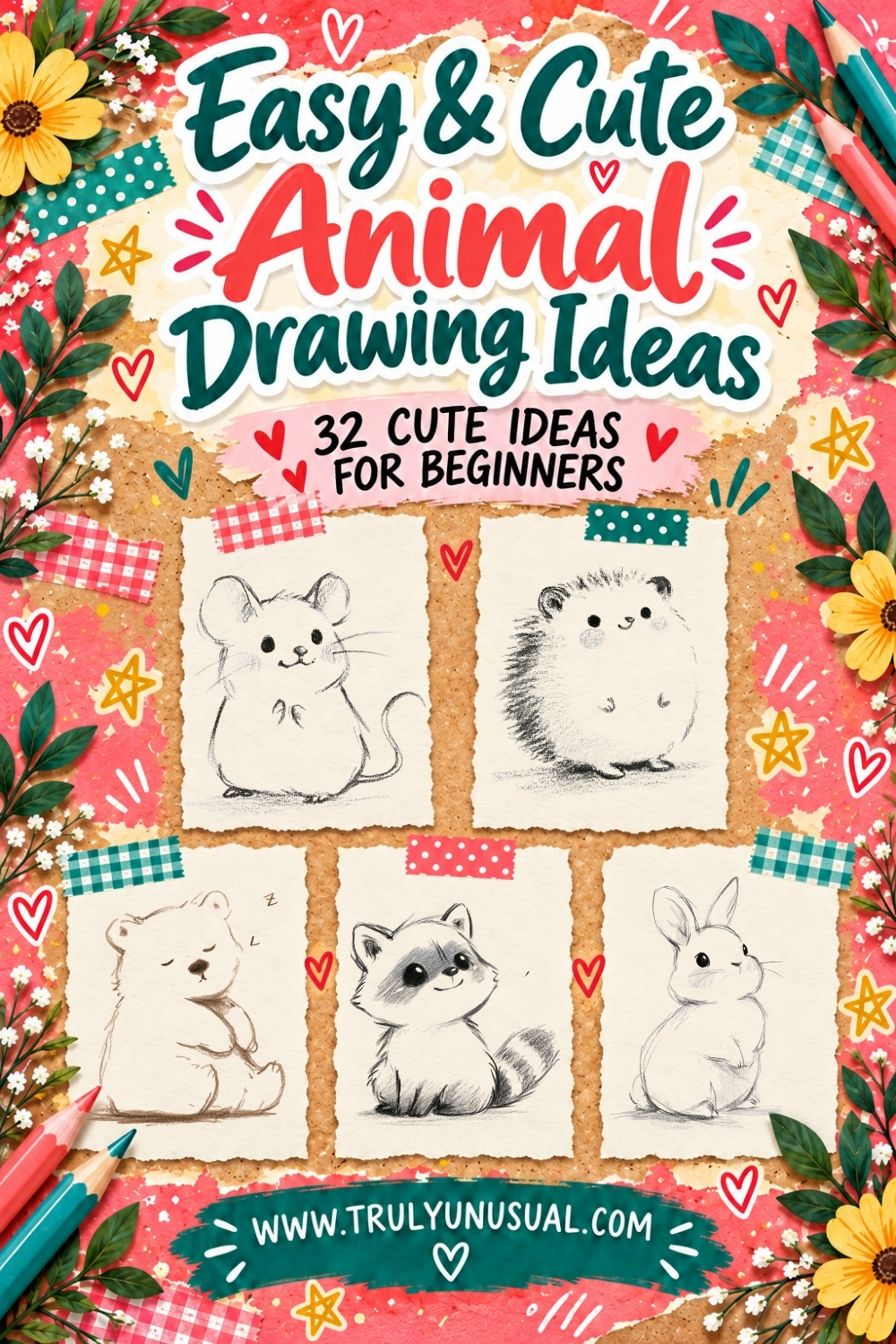 Easy Things To Draw: Cute Animal Drawing Ideas